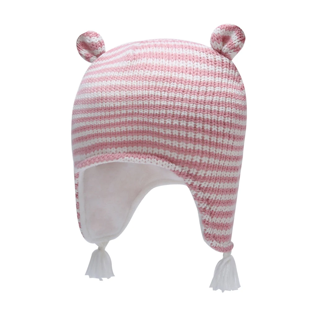 Шапка ушанка комплект перчаток для девочек зимняя вязаная шапка теплая флисовая