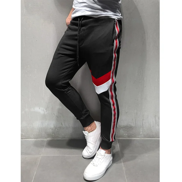 US $14.99 Casual sports pants white men's fashion cotton fitness training jogging pants men's casual sports p