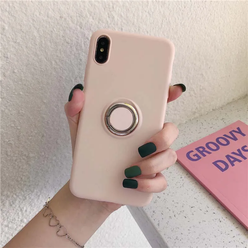 Мягкий ТПУ чехол для iPhone 6 6plus 7 7plus 8 8plus X XS XR XSMax 11 11Pro 11ProMax чехол кольцо ударопрочный чехол для телефона KS0349