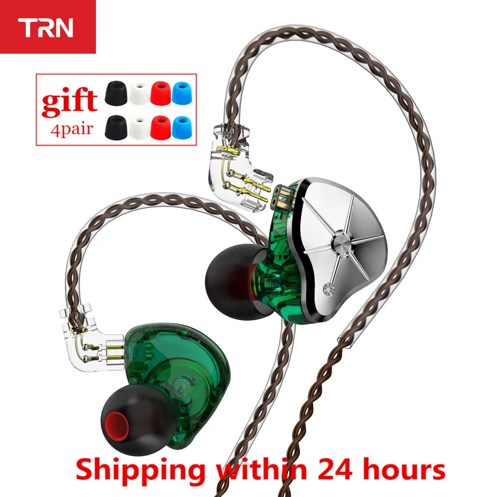 Новые гибридные наушники вкладыши TRN STM 1DD + 1BA Hi Fi для бега и спорта с 3 фильтрами