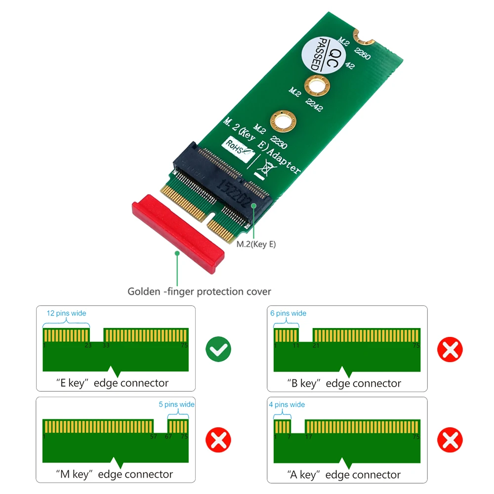 

M.2 NGFF Key E to Key E Adapter support M.2 Key E Card, such as intel 7265/8260/8260/9260 module