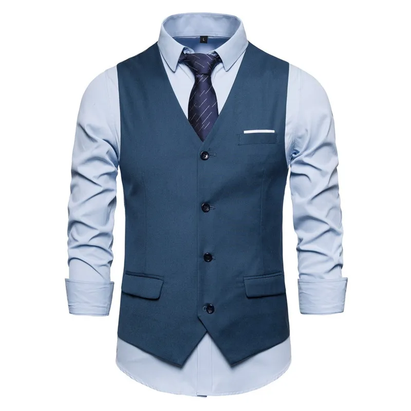 Suit Vest Men&rsquo;s Business Sleeveless Vests Jacket Asian Size S-6XL Wedding Party Waistcoat