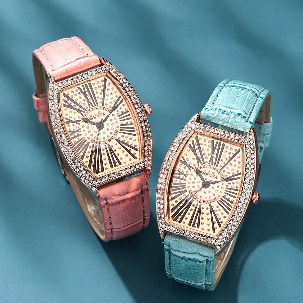 Модные женские часы Стразы Ретро Montre femme кожаный ремешок браслет элегантные