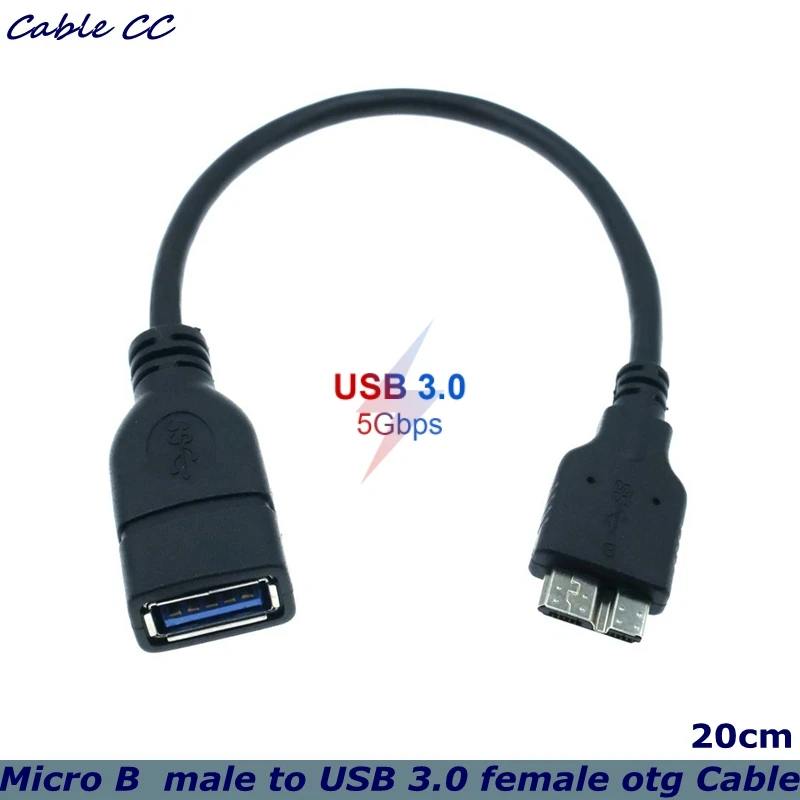 USB OTG Host Cable - MicroB OTG male to A female