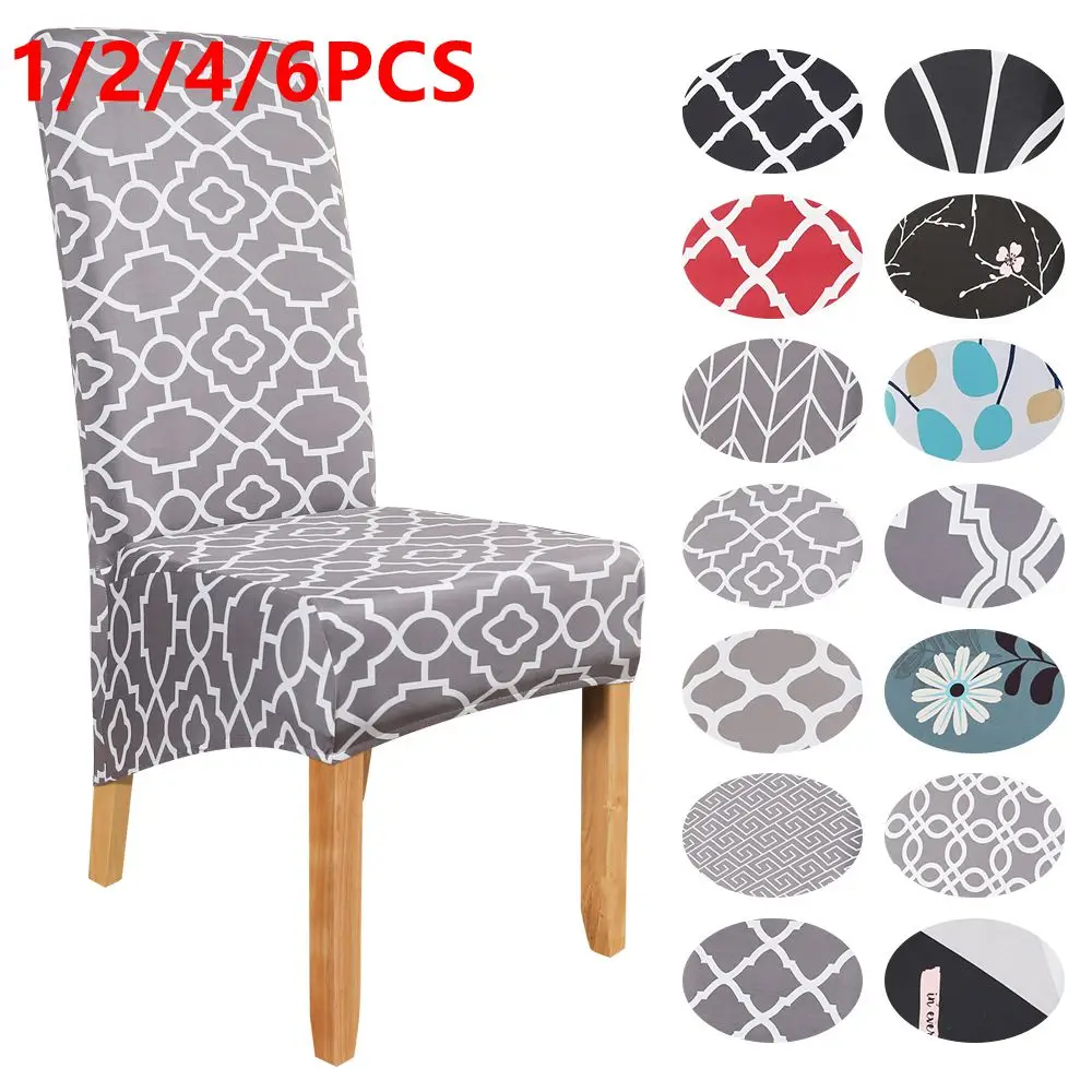 1/2/4/6pcs Long And Long Slanting Style Stretch Elastic Dining Chair Cover Slipcovers Protector Anti-Dust  Furniture Decor New