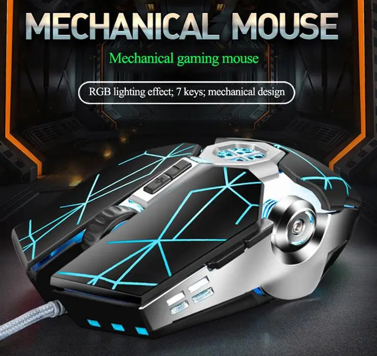 Новая Проводная игровая мышь Q7 со светодиодной подсветкой механическая