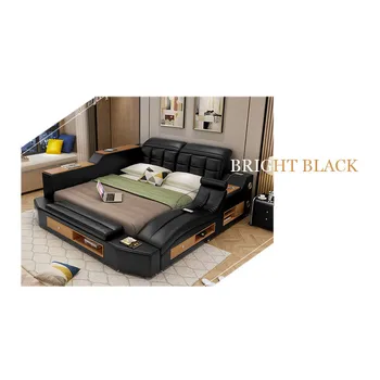 

Cheap multi function music bed, queen king leather beds with speakers
