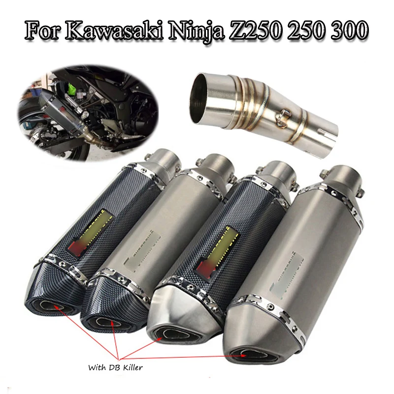 

For Kawasaki Ninja Z250 250 300 Motorcycle Exhaust Mid Connect Pipe Muffler Tube Dirt Bike Exhaust Modfied Slip On 2013-2016