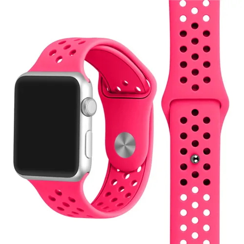 Спортивный ремешок для apple watch pulseira apple watch 4 3 5 ремешок 44 мм/40 мм iwatch 2/1 42 мм/38 мм силиконовый браслет ремень correa - Цвет ремешка: Rose red