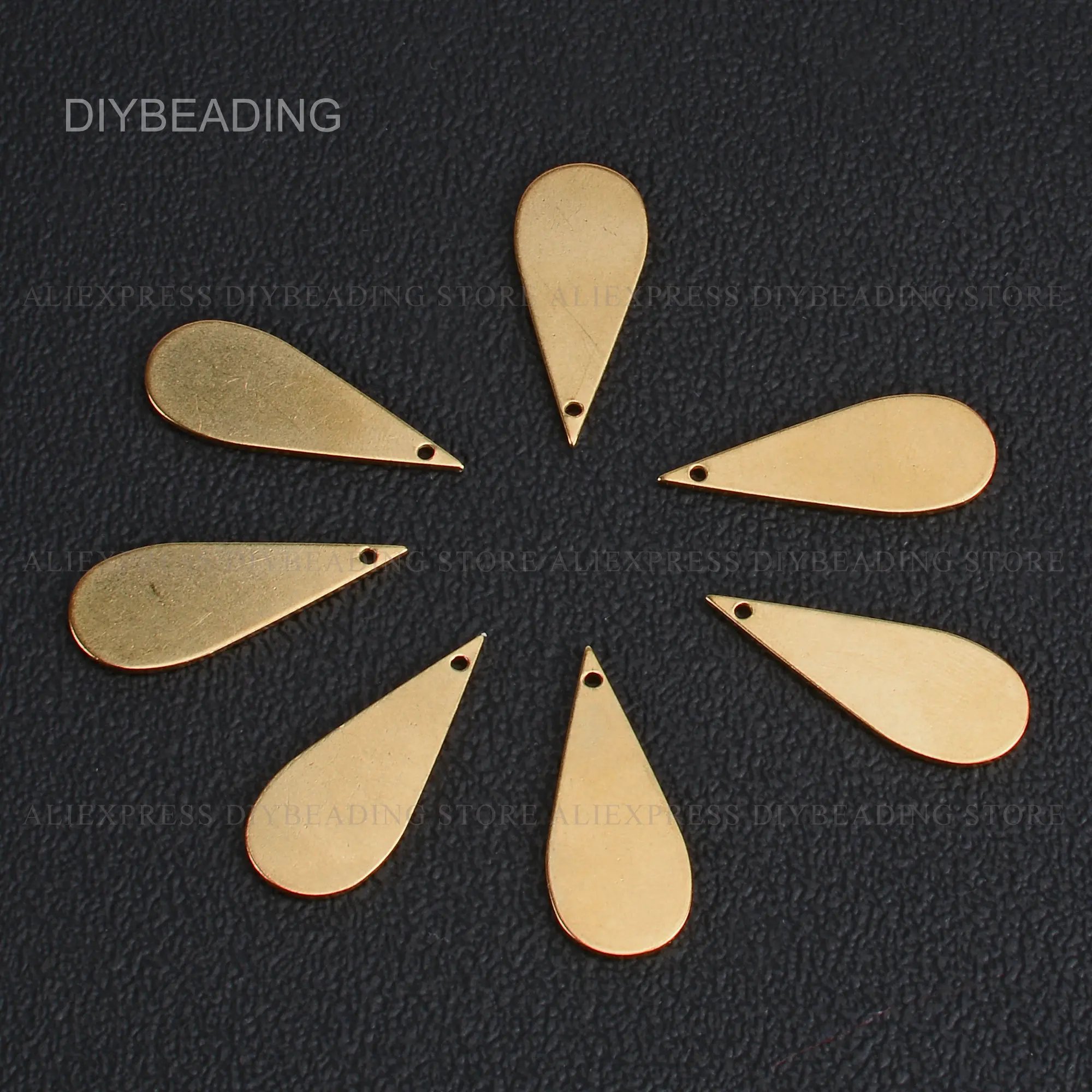 10-500 Pcs Brass Teardrop Charm Finding for Earrings Necklace Making Flat Blank Thick Metal Stamping Tag Bulk Wholesale