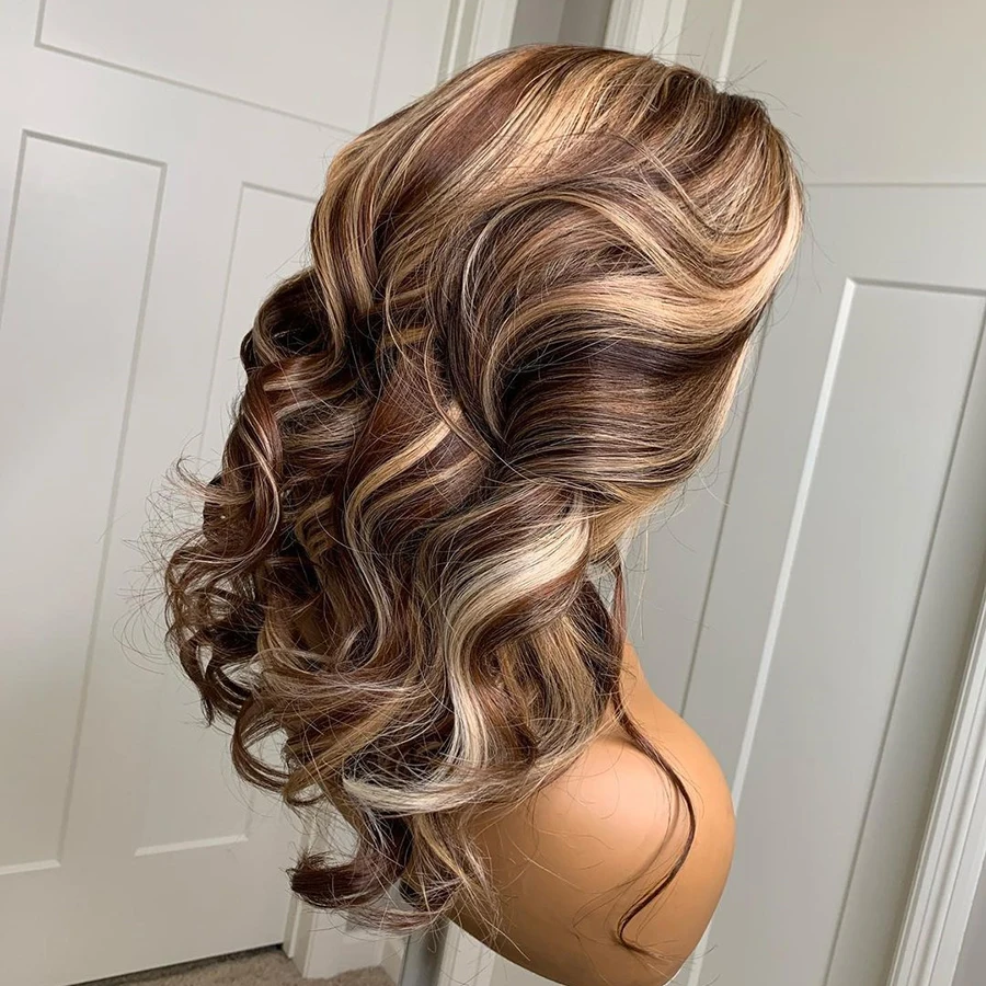 Onda do Corpo Frente do Laço Peruca de Cabelo Arrancado para as Mulheres Peruca de Fechamento de Linha Destaques Loira Laço Frontal Peruca 13x4 Humano Pré Natural Fina 3 Cheap Apliques com cabelo humano