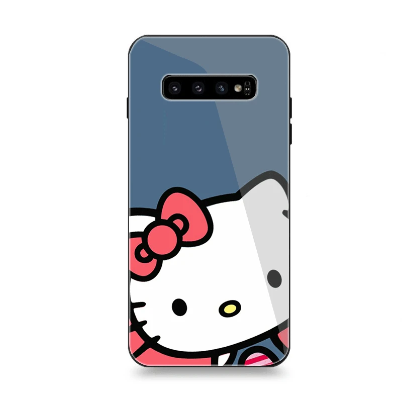 Чехол для телефона Стекло для samsung A10 A20 A30 A40 A50 A60 A70 S7 край S8 S9 S10 плюс Чехол рисунок «Hello Kitty» милый