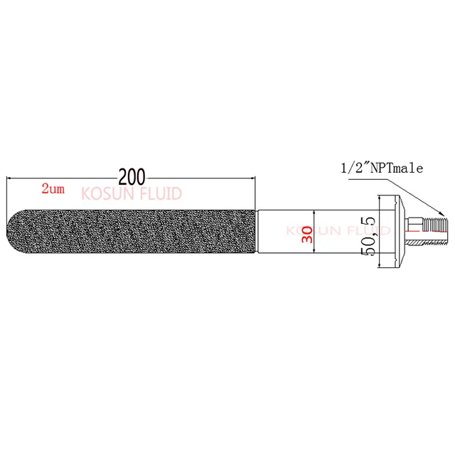 Stainless steel 2 micron  brewery Sintered Carbonation stone 1/2NPT BSP Tri clamp beer  carbonation stone / 2 3 5 um / aeration 8 inch Long neck-12