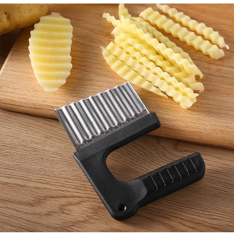 Potato Cutter Chips Stainless Steel French Fries Cutter Knife Kitchen Making Peeler Cut Vegetable Crinkle Wavy Slicer Knive Tool