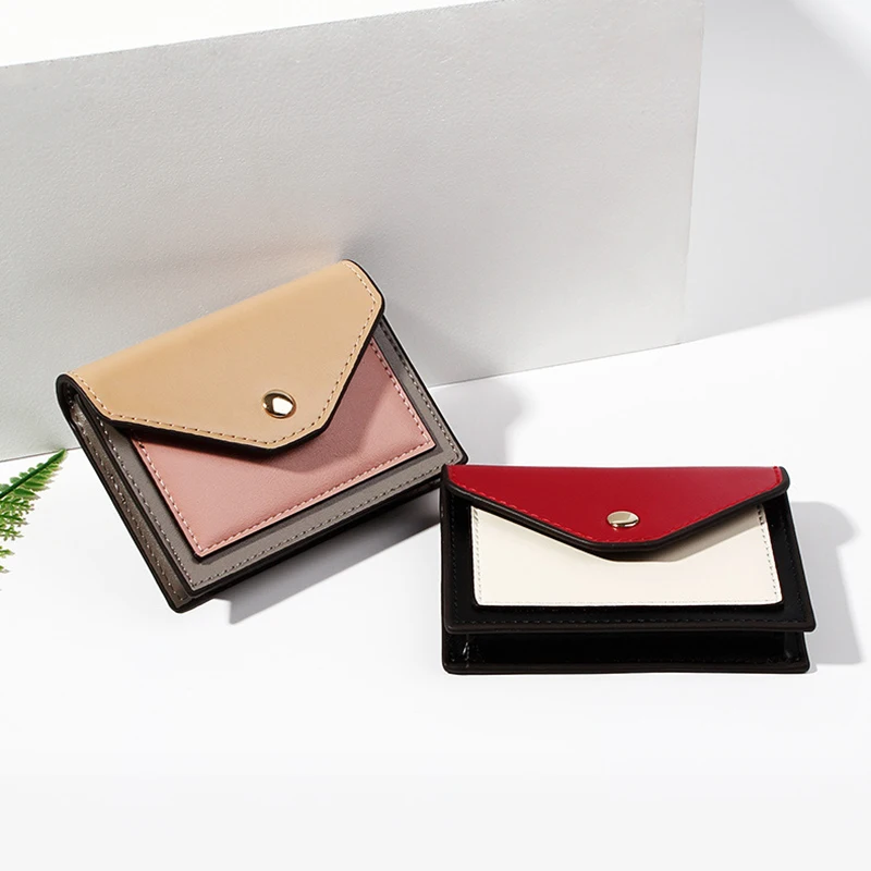 

Fashion Panelled Women Wallets Chic Button PU Leather Hasp Mini Girls Purse Patchwok Small Wallet Ladies Clutch Clip Coin Purses