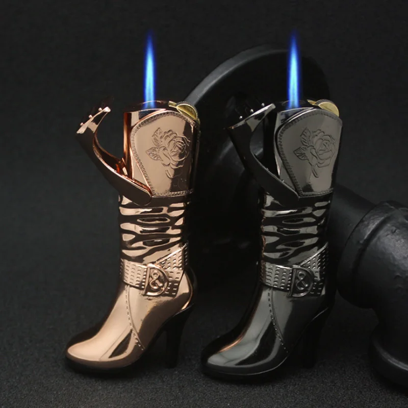 

Creative Novelty Women's boots Shape Lighters Refillable Butane Gas Cigarette Lighter Straight flame Fire Best Gift For Smokers