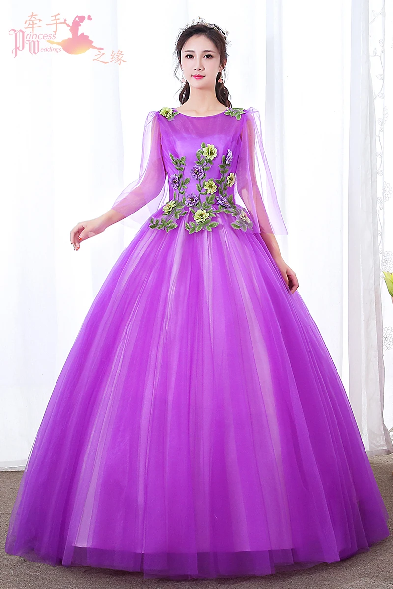 Летние Длинные вечерние платья с аппликацией Vestido De 15 Anos De фиолетовое Бисероплетение сексуальное пышное платье Sukienka Quinceanera