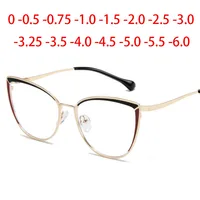 Anti-blue Light Cat Eye Prescription Spectacle Women Myopia Lens Photochromic Glasses Diopter 0 -0.5 -0.75 -1.0 -2.0 To -6.0 1