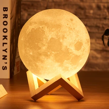 

Lambertian Moonlight 3D Printing Night Light Rechargeable 3 Color Faucet Control Light LED Moonlight Gift