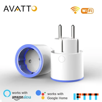 

AVATTO Smart Plug 10A EU Remote Voice Control electric wall pop socket,power plug work with Tuya App Work with Google Home Alexa