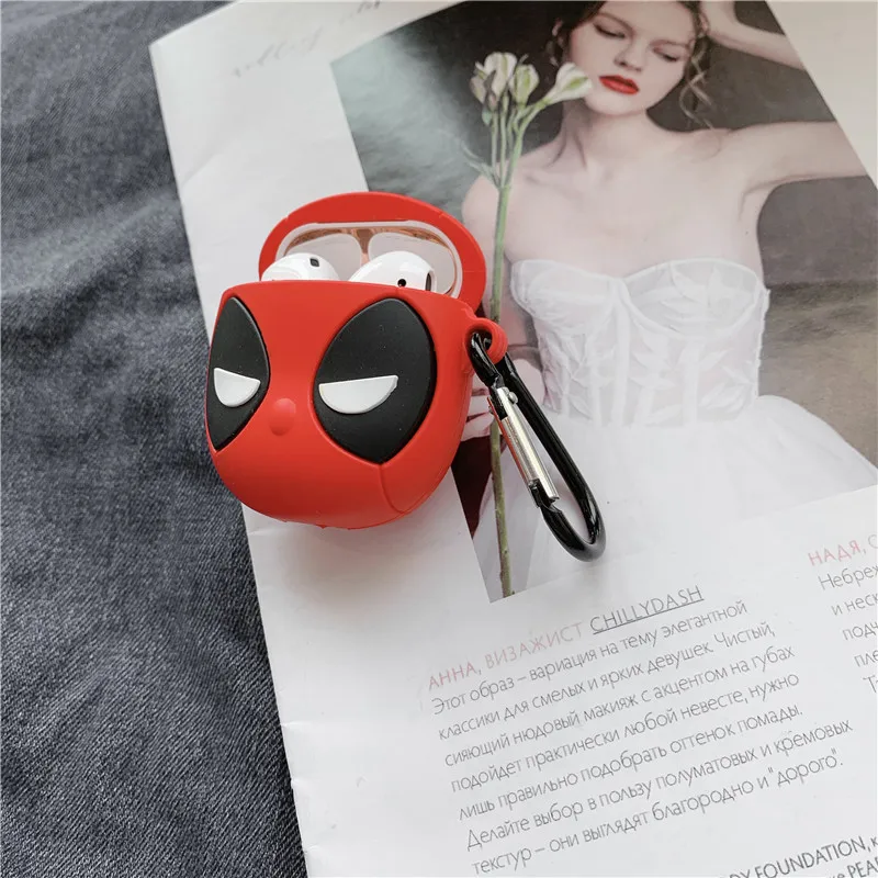 3D Дэдпул супергероев Marvel Wade Winston Wilson корпусы гарнитурные для Apple Airpods 1/2 силиконовый защитный чехол для наушников