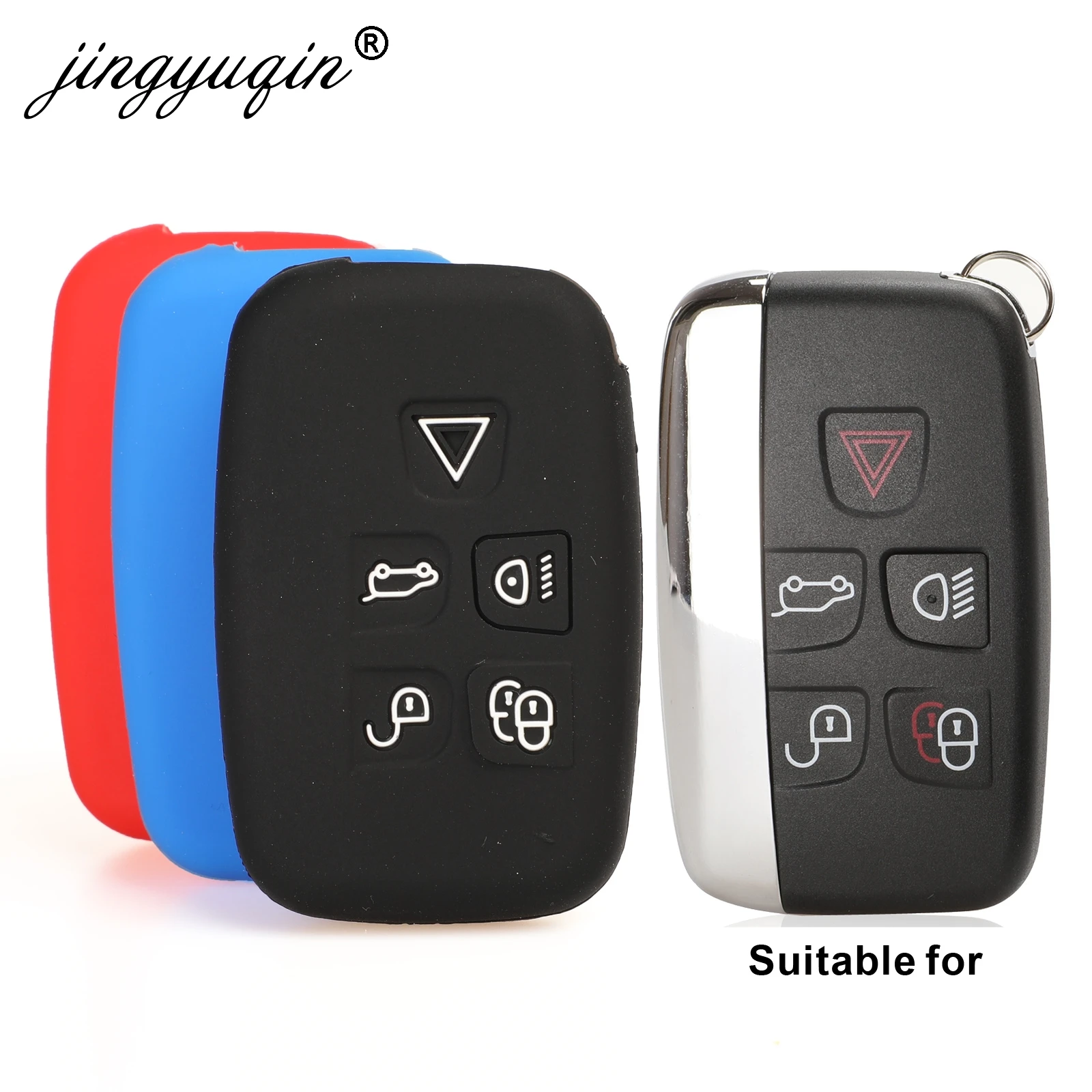 

jingyuqin 5B Remote Car Key Fob Cover Smart Silicone Key Case For Land Rover Range Rover Sport Vogue Evoque Discovery 4