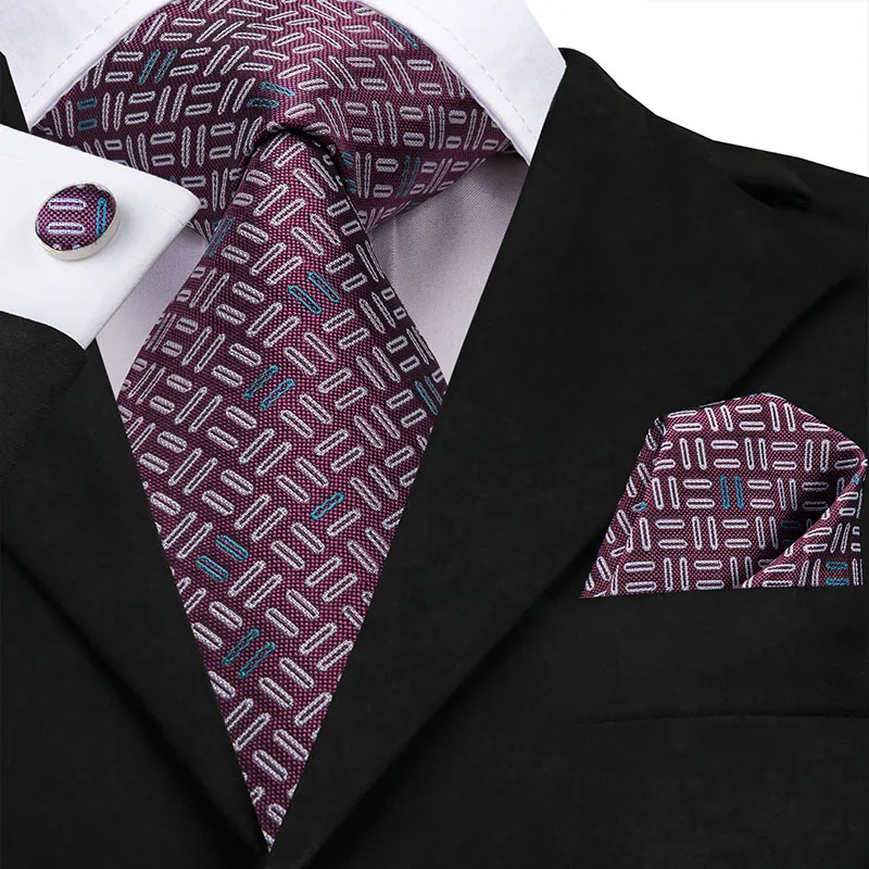 Модный клетчатый фиолетовый Мужской Шелковый галстук дизайнерский для формальных и деловых встреч и торжеств галстук для мужчин классический узор Hanky запонки шелковый галстук - Цвет: C-3260