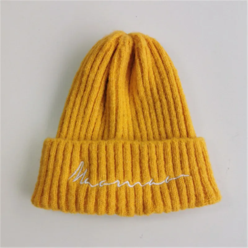 Зимние теплые вязаные шапки Skullies, Детские однотонные шапки для мальчиков и девочек, удобная детская шапка с ушками, Мягкая Детская кепка