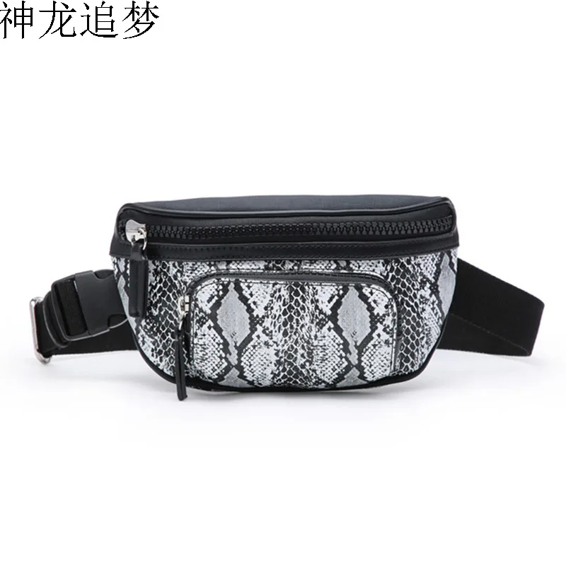 

new mini pockets snakes shopping guide work waist bag fashion business pockets female Snake PU chest bag dual-use purse