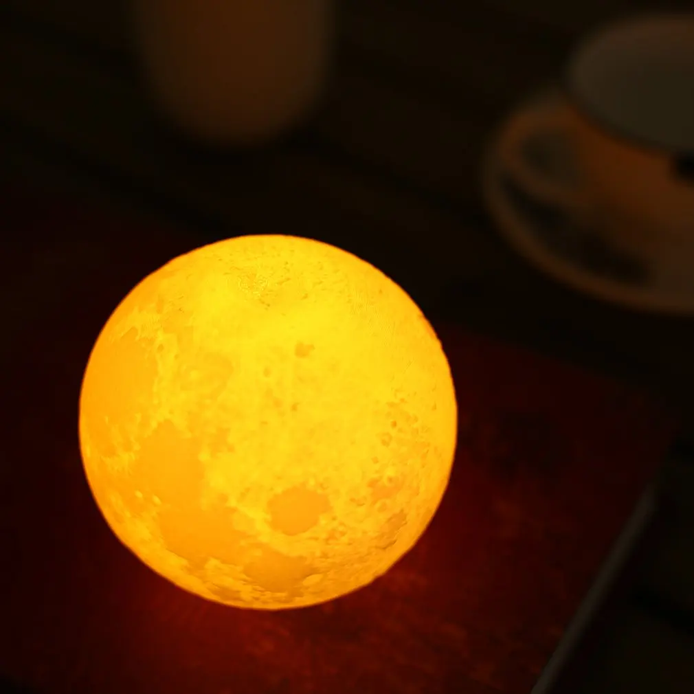 Unique Rechargeable 3D Print Moon Lamp Touch Control Brightness USB Charging Lights LED Night Light Home Decoration