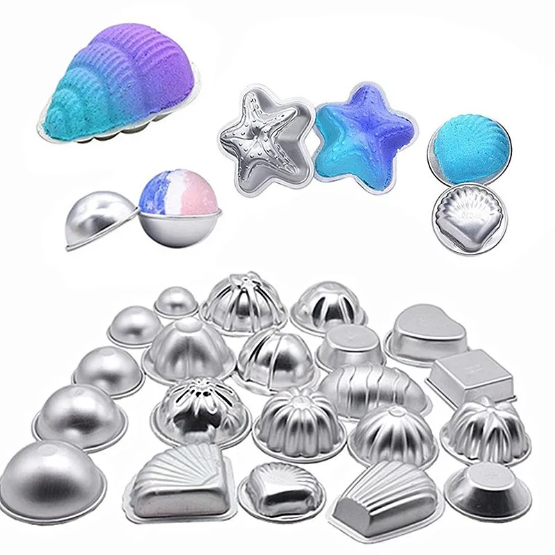 2Pcs/set Round Aluminium Alloy Bath Bomb Molds DIY Tool Salt Ball Homemade Crafting Semicircle Sphere Shell Metal Bath Tool Mold