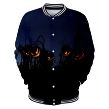 Хэллоуин Для мужчин Повседневное Демисезонный светильник куртка новое поступление с капюшоном с молнией контрастного цвета куртки верхняя одежда дешево