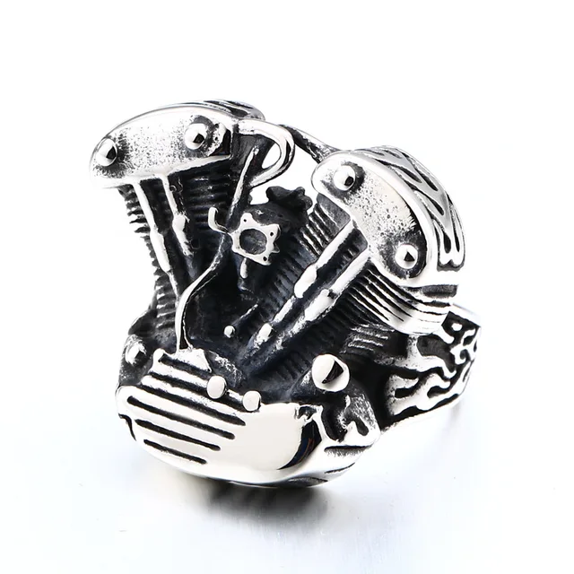 Retro Mens Rings 316L Stainless Steel For Male Boyfriend Biker Jewelry Golden Blue CZ Crystal Stones Skull Eagle Ring 2021 New Custom Color