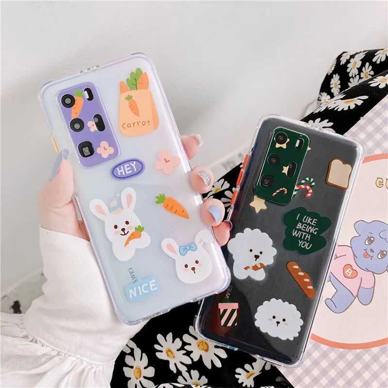 Чехол для телефона с милым кроликом и собакой Huawei P40 P30 Pro P20 Lite Mate 30 20 P smart 2019 Nova 5t Honor