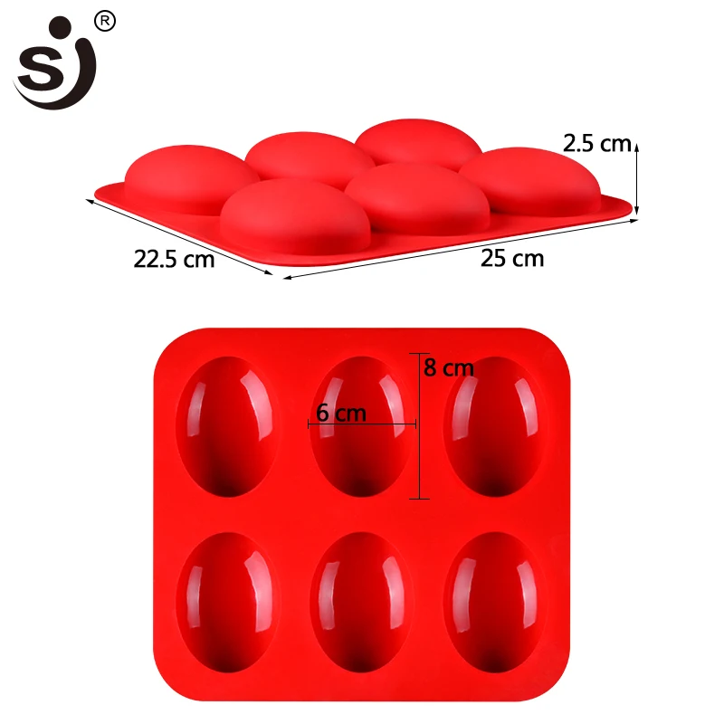 SJ DIY силиконовые формы для мыла форма овальная для ручная работа Производство Мыла инструменты 3D 6 формы мыла