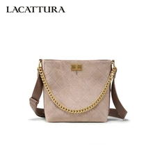 LACATTURA дизайнерская женская кожаная сумка дамская ромбовидная решетка сумки через плечо Сумки на цепочке сумка на плечо большая ВМЕСТИТЕЛЬНОСТЬ