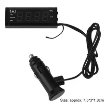 3 в 1 Цифровой автомобильный термометр+ Автомобильный вольтметр измеритель напряжения Тестер монитор с задней светильник ЖК-дисплей часы Горячая