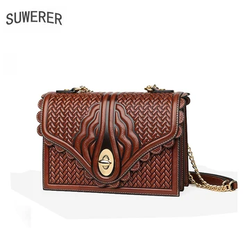 

SUWERER Women Genuine Leather bag fashion cowhide bag designer bags famous brand women bags 2019 new luxury handbags women bags