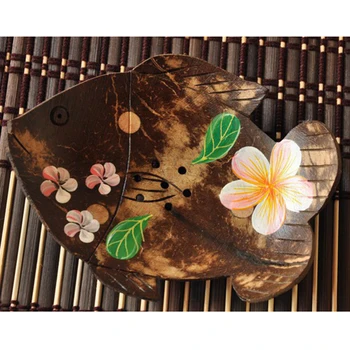 

Painted Coconut Shell Soap Box Creative Handmade Bambu Drain Soap Dish Storage Rack Soap Holder Box Receiving Holder