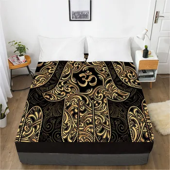 

3D Design Fitted Sheet Bed Mattress Fitted Cover Custom Design Bed Linens Sheets Bedsheet 150x200cm Glod Black Home Texitle