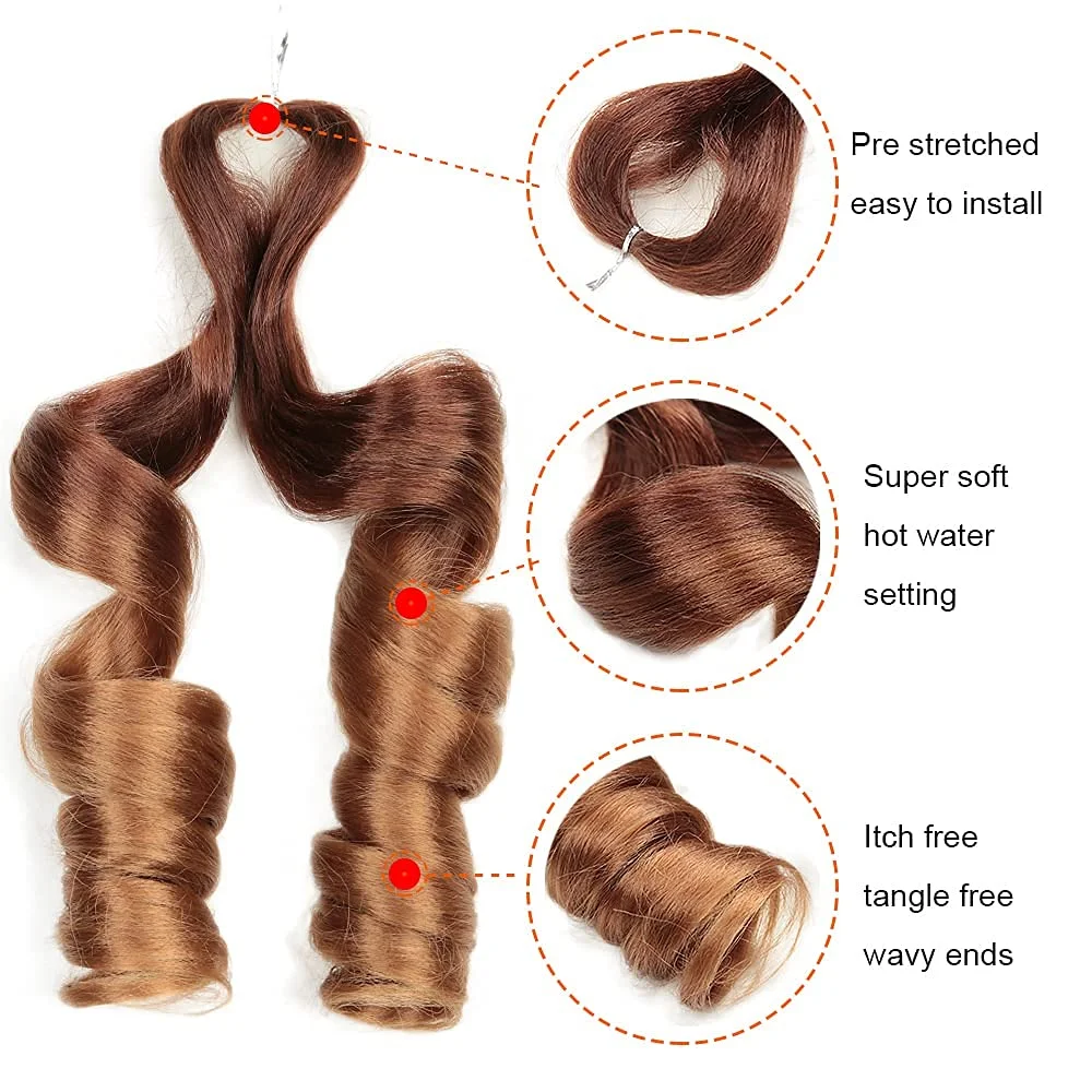 Synthetic 26 Inches Loose Wave Crochet Braids Hair Ombre Spiral Curls Pre Stretched Braiding Hair Extensions For Black Woman