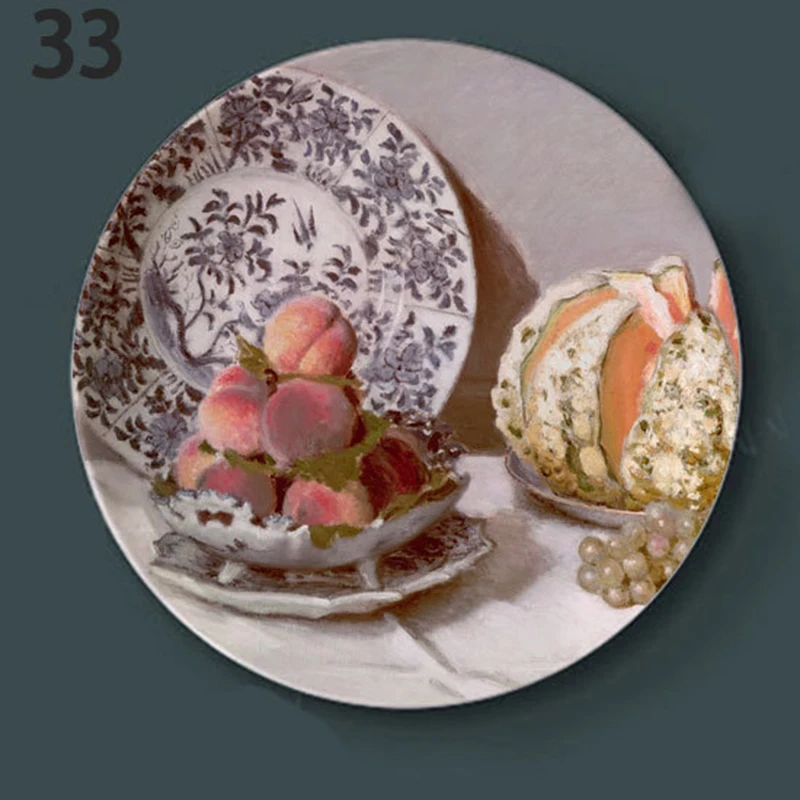 Декоративная фарфоровая тарелка, картина маслом, декоративная керамическая посуда, настенная тарелка, Набор круглых обеденных тарелок, домашний декор