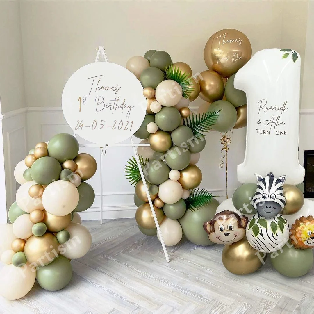 28pcs Jungle Animal Balloon Kit With White Number Lion Monkey Foil Balls For Kids Birthday Safari Party Decor DIY Home Supplies | Дом и сад