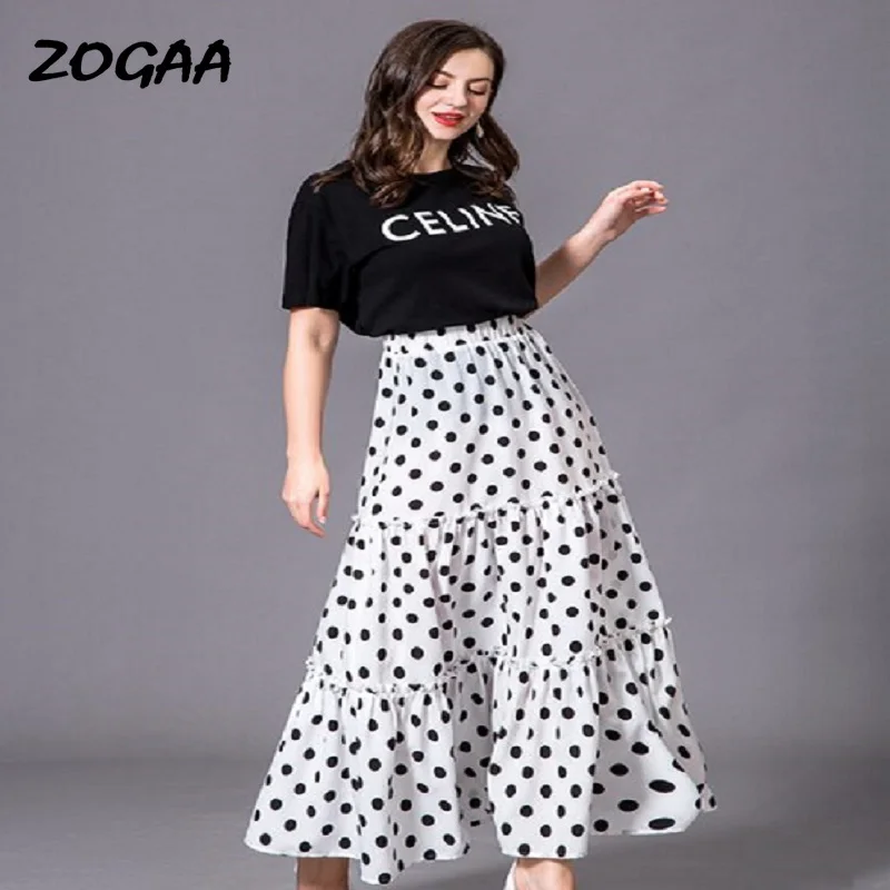 Женские винтажные юбки в горошек ZOGAA летние богемные длинные с высокой талией