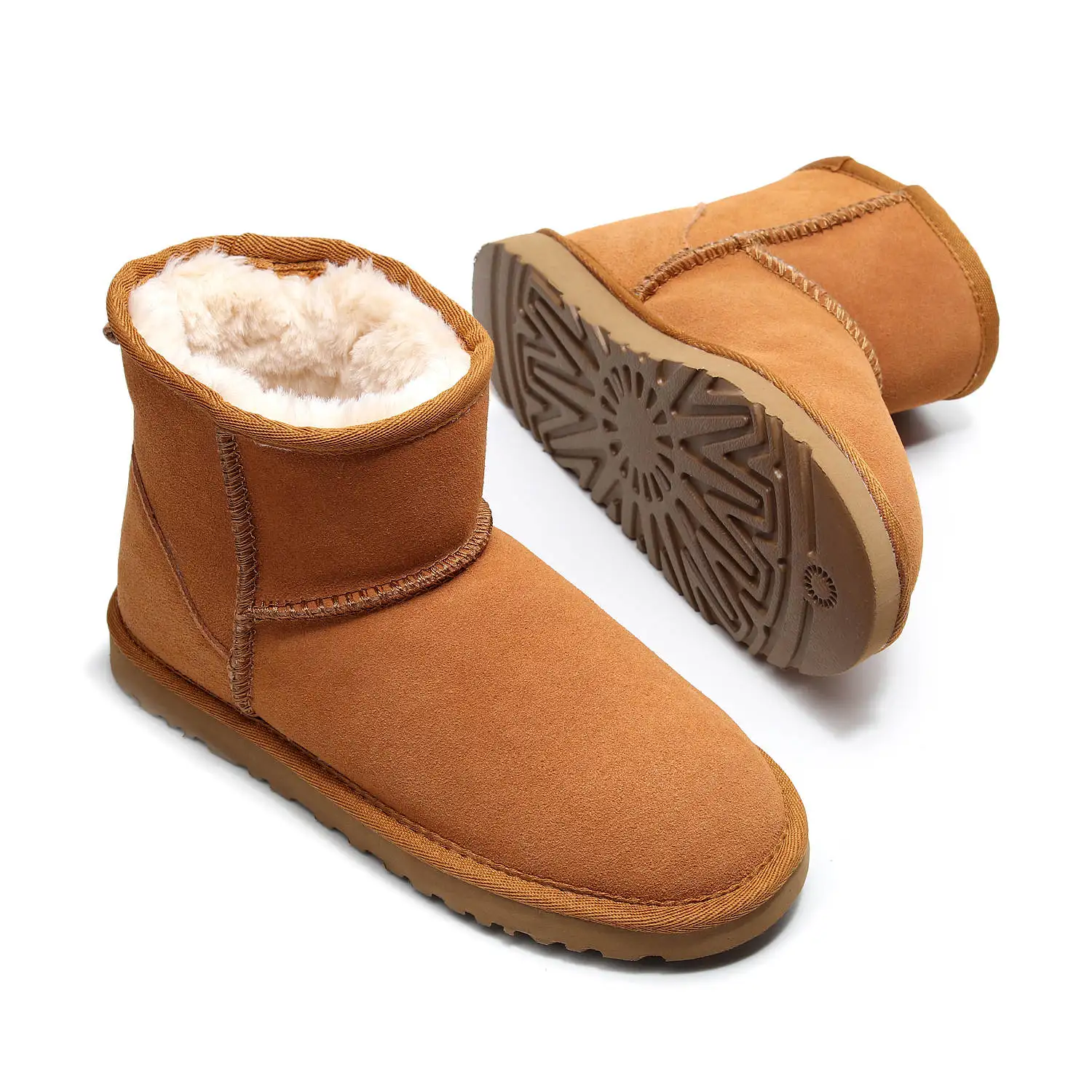 Зимние теплые женские ботинки; зимние ботинки из натуральной овечьей кожи; женские ботинки из натуральной шерсти; зимняя обувь; плюшевая обувь; Botas Mujer - Цвет: camel