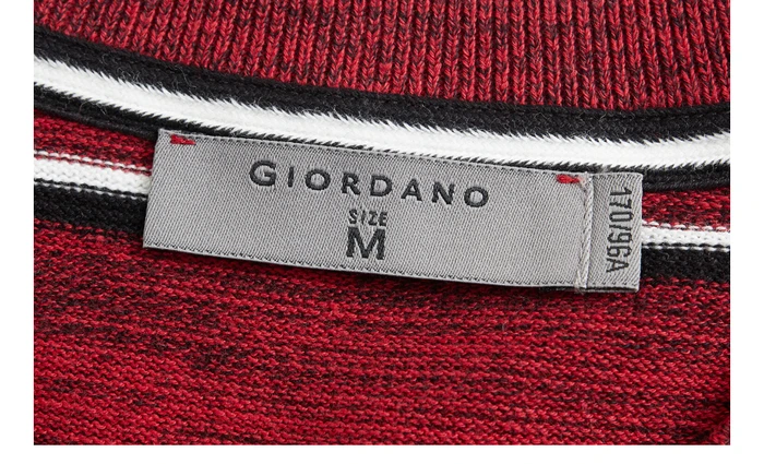 Giordano мужские свитера в полоску круглый вырез, длинный рукав Пуловеры 12 игл Kniting средней толщины Chompas Para Hombre 91059881
