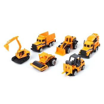 

6pcs /set Diecast Mini Alloy Construction Vehicle Engineering Car Dump-car Dump Truck Model Classic Toy Mini Gift for Boy