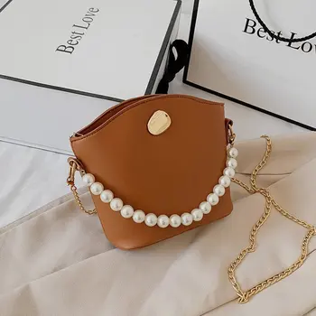 

Pearl Chains Hand Bags For Women 2020 New Fashion Crossbody Bags Small Shoulder Bags Luxury Designer PU Leather Travel Bag