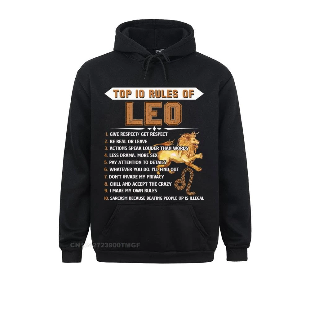 Sudadera con capucha para hombre, prenda deportiva de manga corta con estampado zodiaco y Leo, ropa para parte superior masculina, de verano, con diseño divertido de 10 reglas de Leo|Sudaderas con