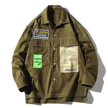 

New Autumn Bomber Jacket Men Personality Printing Stand Lead Jacket Japanese Streetwear Hip Hop Jacket Loose Coat Male Clothing